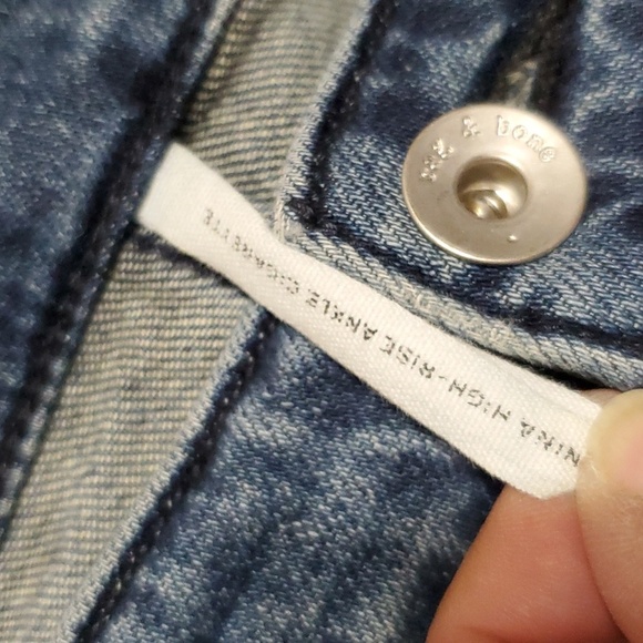 Rag & bone Nina high rise ankle cigarette jeans medium wash distressed cuff - Picture 4 of 10